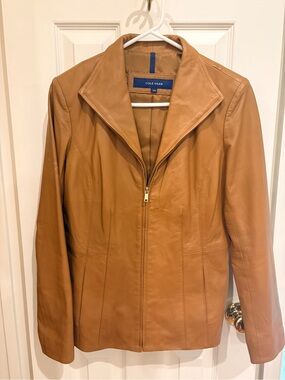 Cole Haan Tan Leather Zip Jacket